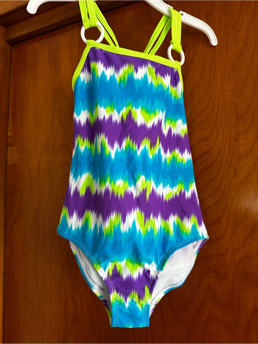 NWT St. Tropez UPF 50 Girls Size 5 Aqua Purple One Piece Swimsuit